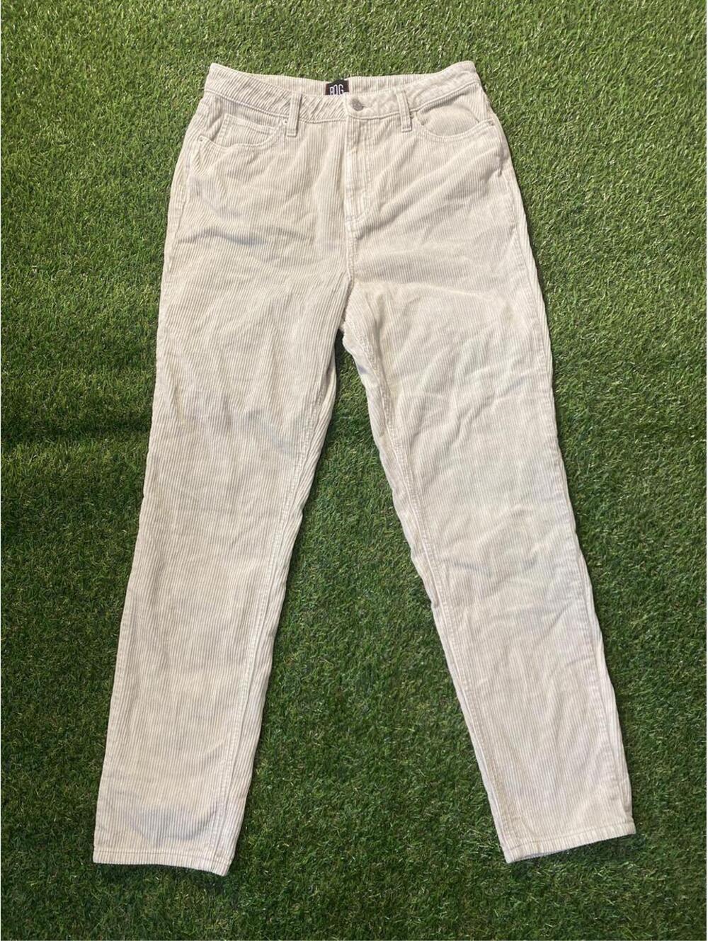 BDG Urban Outfitters cream corduroy straight leg trousers